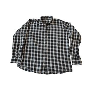 Neiman Marcus Black Grey Plaid Flannel Button-Down Shirt Men’s XLarge